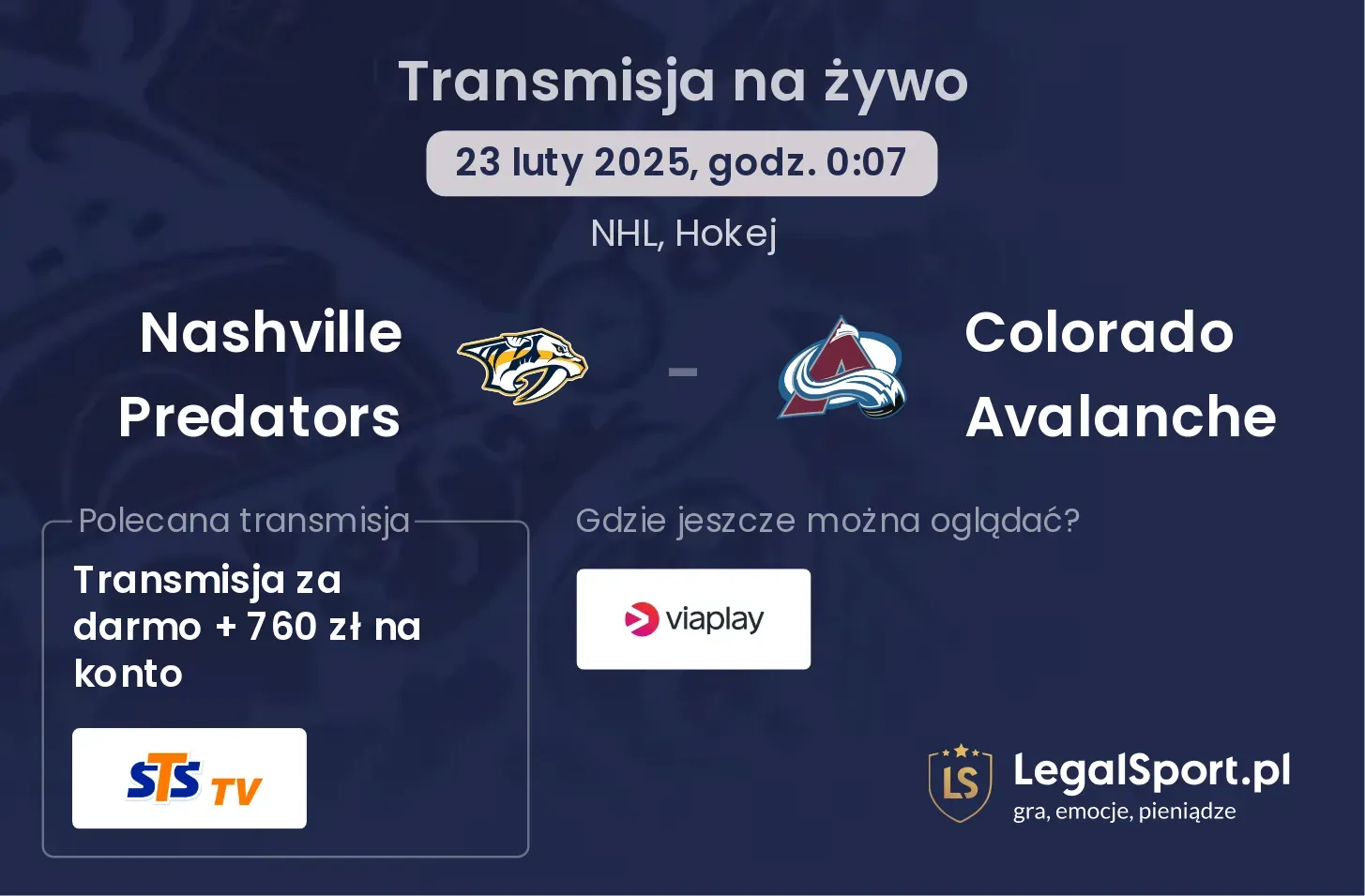 Nashville Predators - Colorado Avalanche gdzie oglądać?
