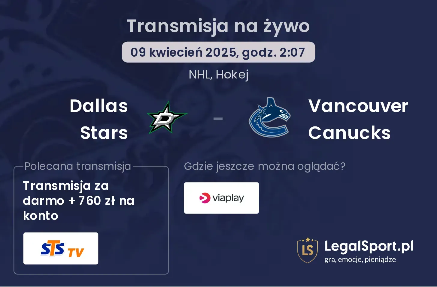 Dallas Stars - Vancouver Canucks gdzie oglądać?