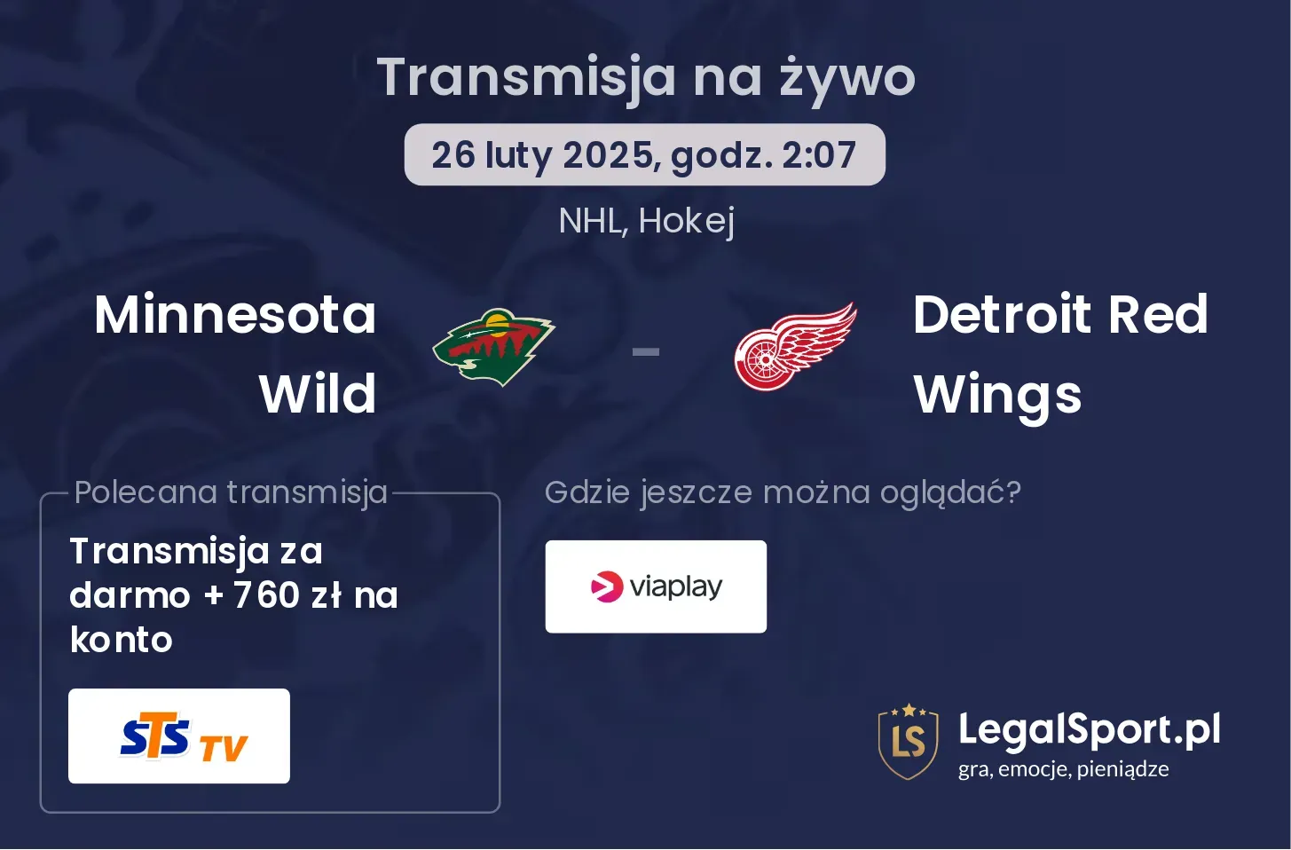 Detroit Red Wings - Minnesota Wild transmisja na żywo