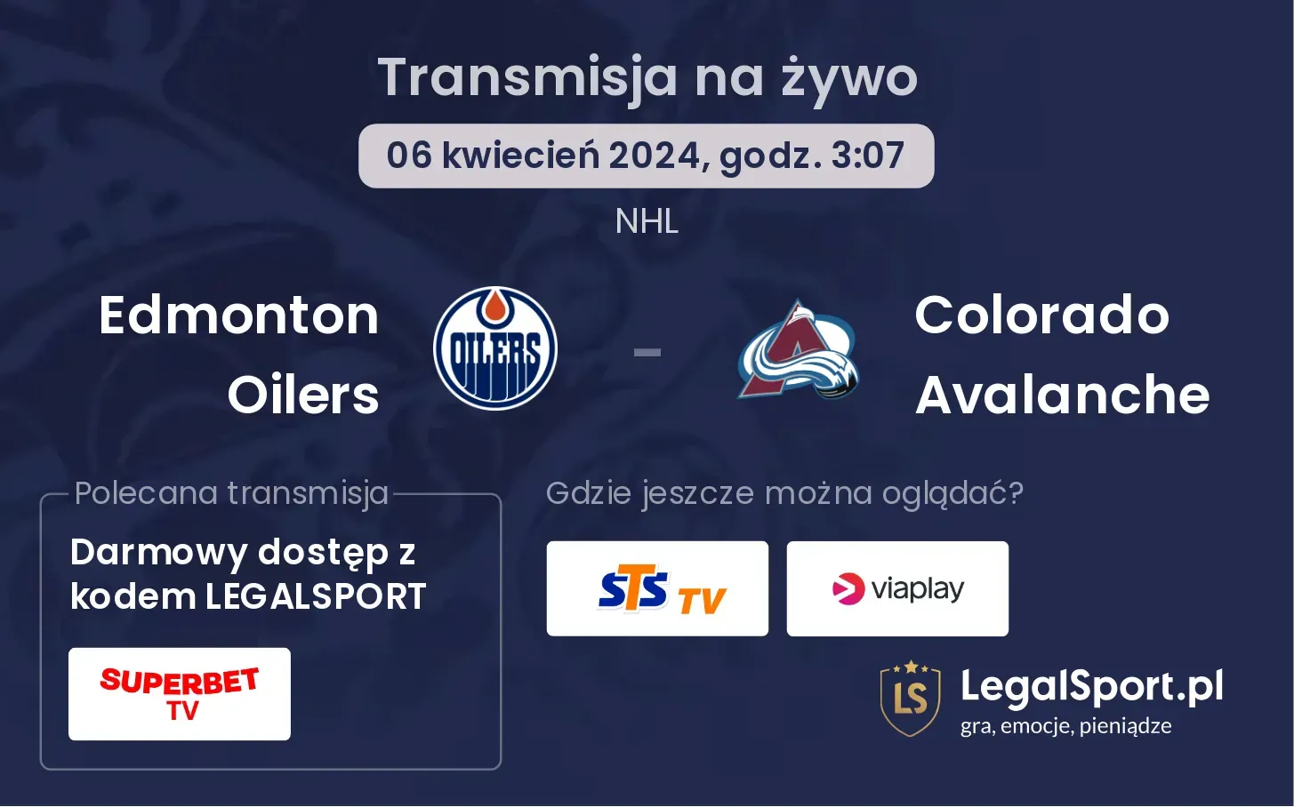 Edmonton Oilers - Colorado Avalanche transmisja na żywo