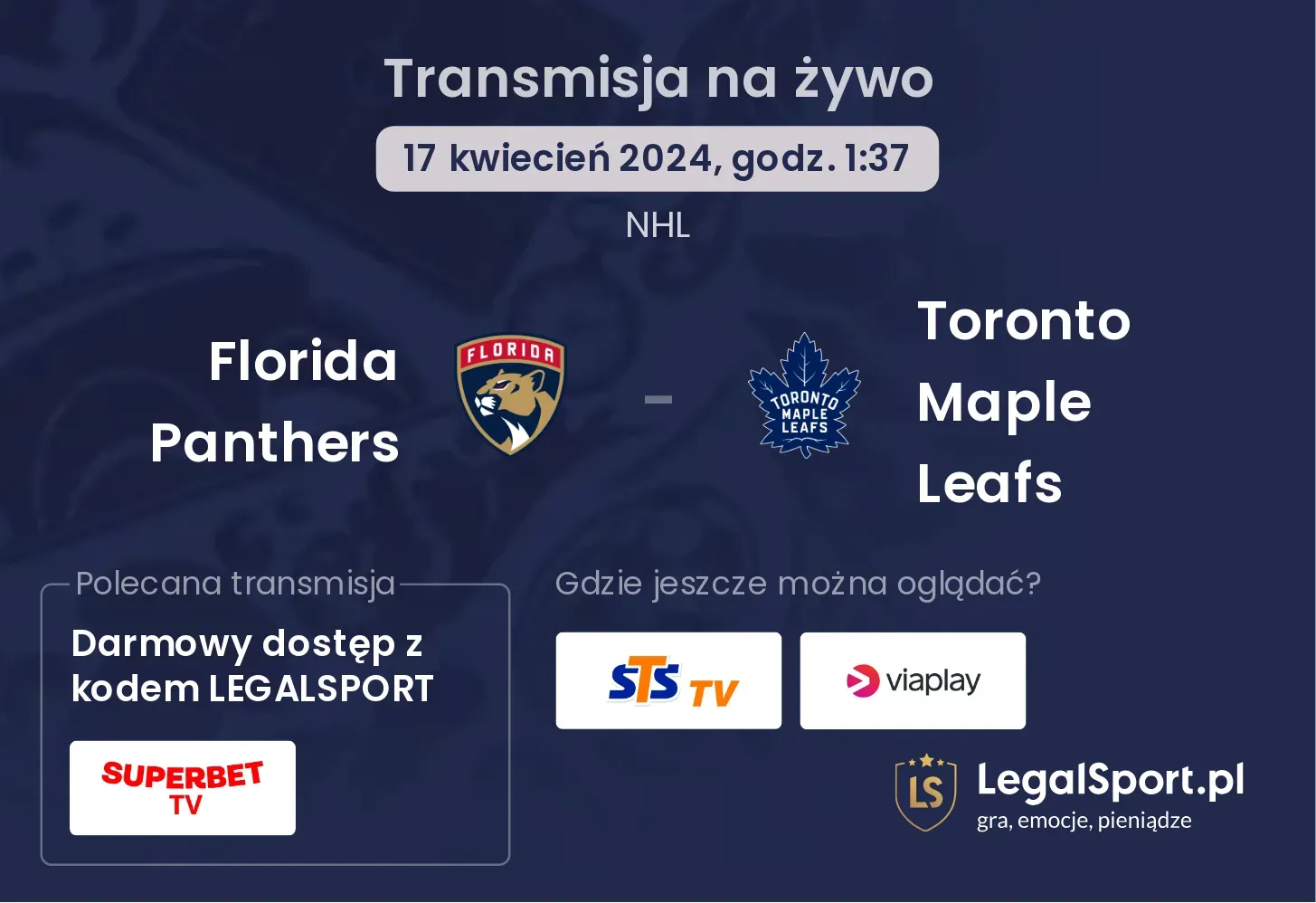 Florida Panthers - Toronto Maple Leafs transmisja na żywo