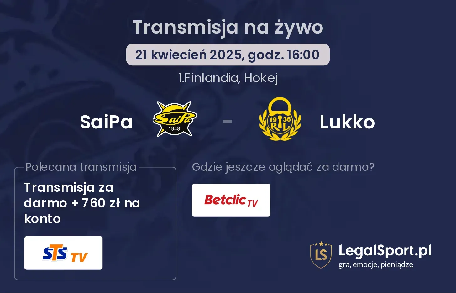 SaiPa - Lukko gdzie oglądać?