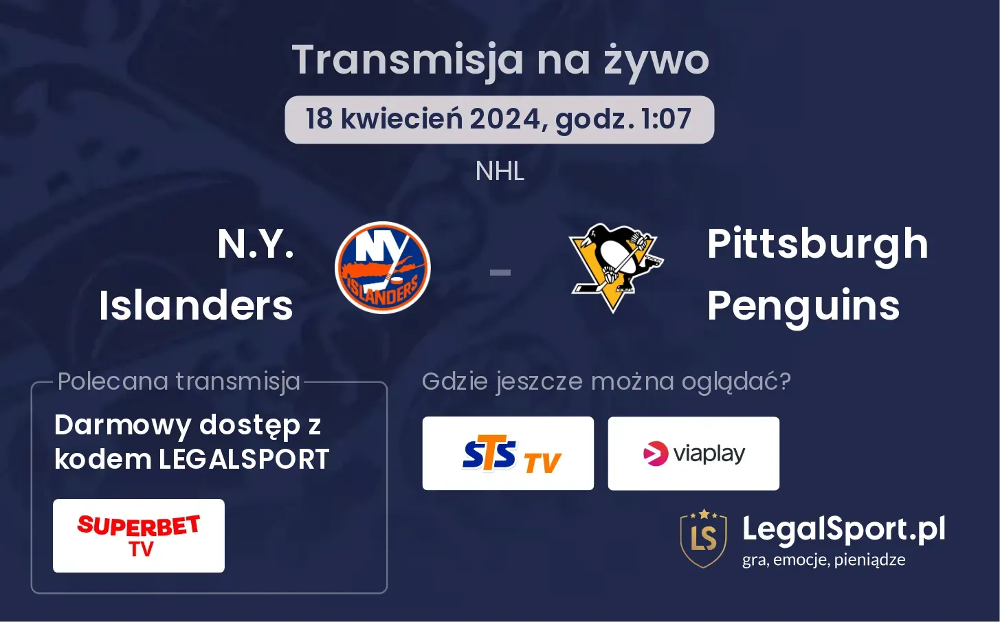 N.Y. Islanders - Pittsburgh Penguins transmisja na żywo