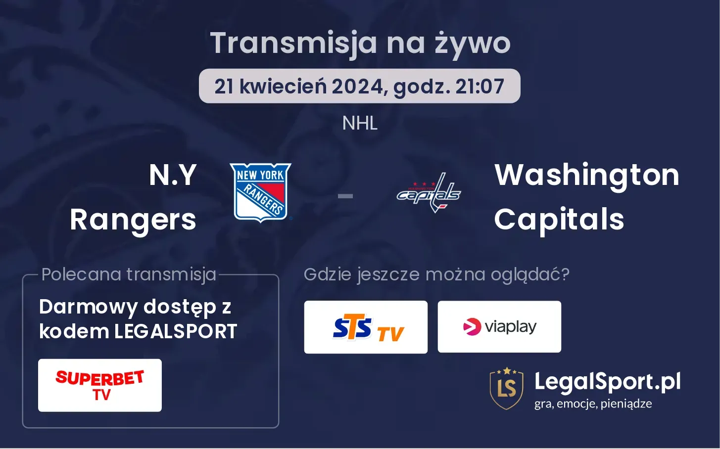 N.Y Rangers - Washington Capitals transmisja na żywo