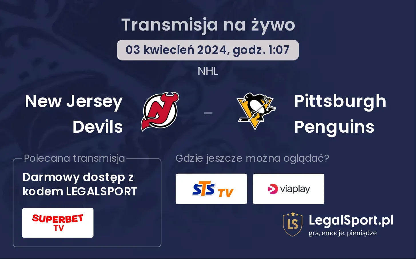 New Jersey Devils - Pittsburgh Penguins transmisja na żywo
