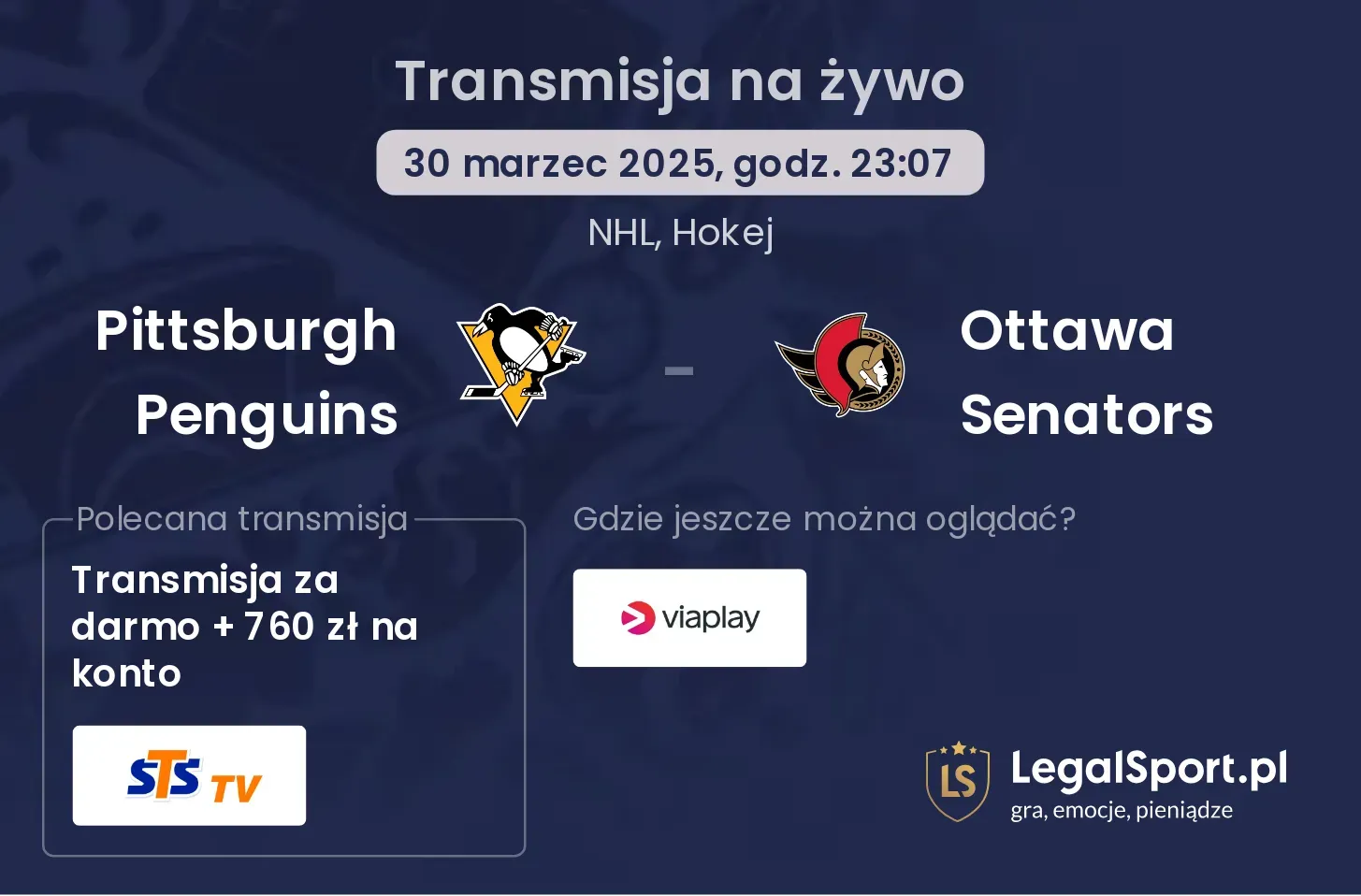 Pittsburgh Penguins - Ottawa Senators gdzie oglądać?