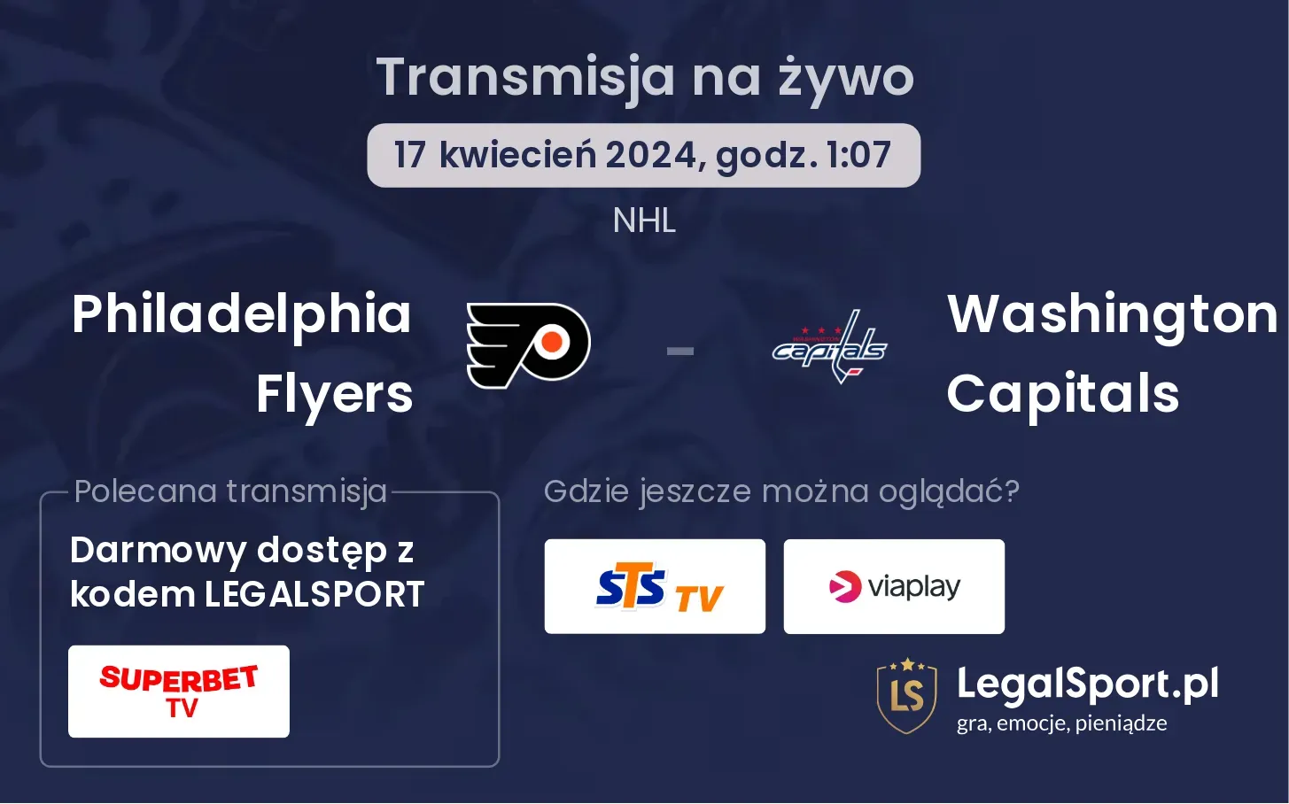 Philadelphia Flyers - Washington Capitals transmisja na żywo
