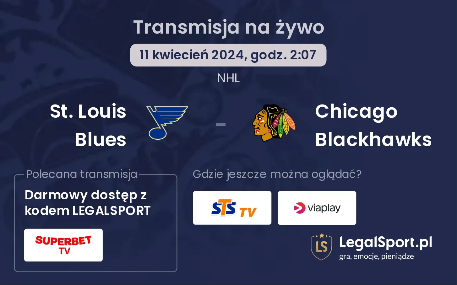 St. Louis Blues - Chicago Blackhawks transmisja na żywo
