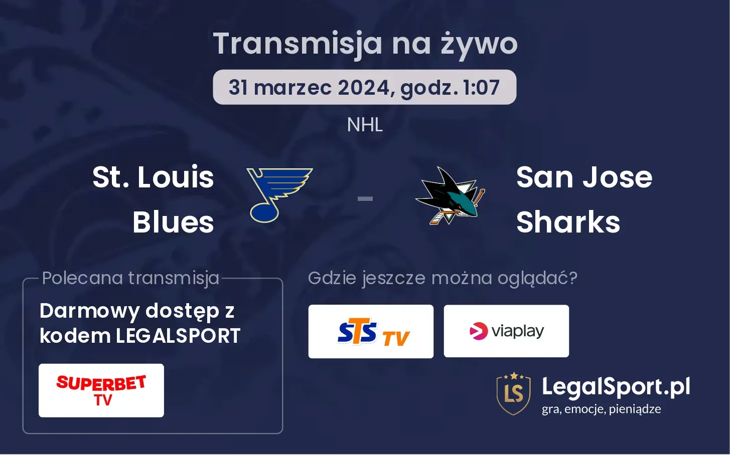 St. Louis Blues - San Jose Sharks transmisja na żywo