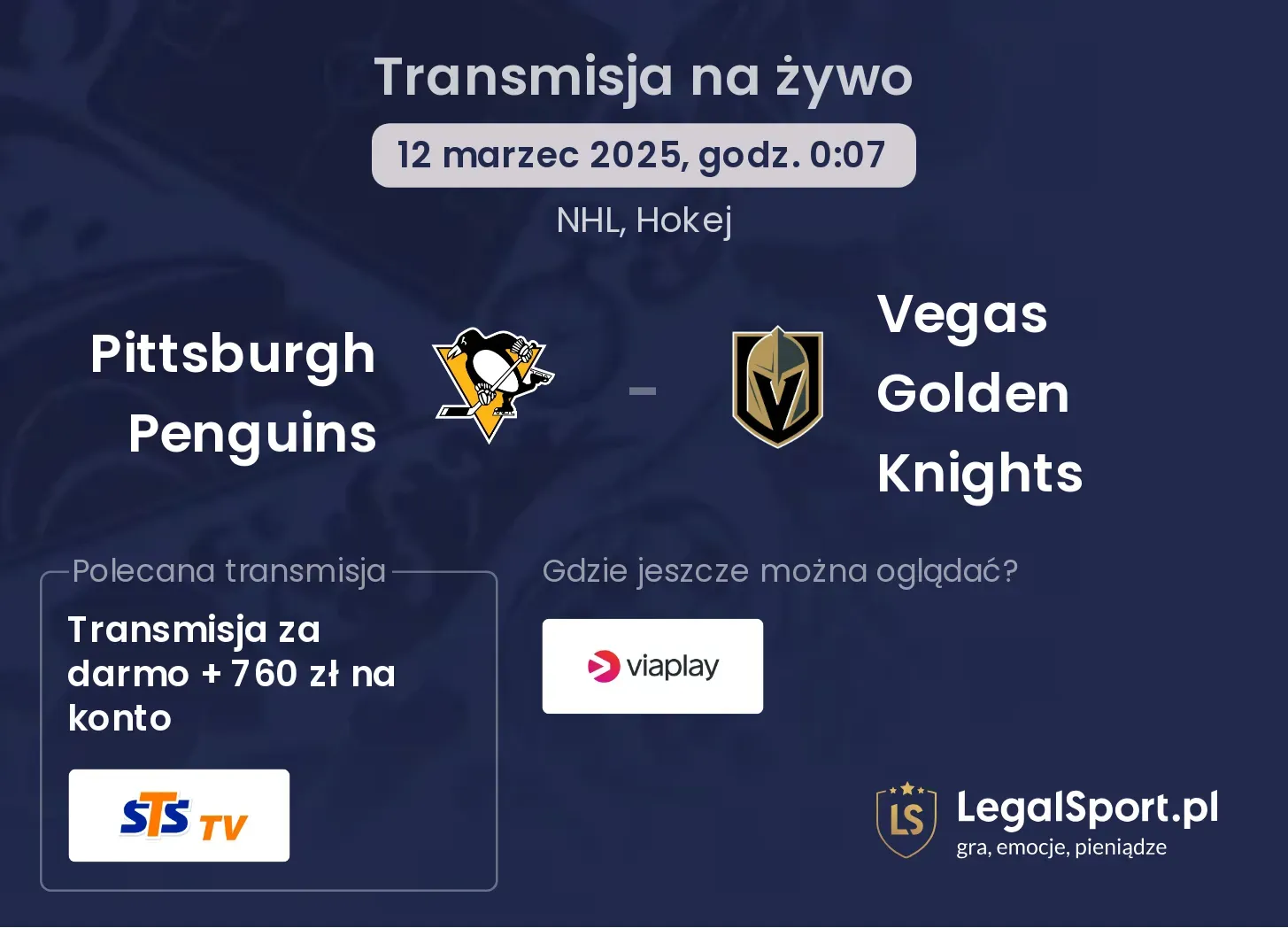 Pittsburgh Penguins - Vegas Golden Knights gdzie oglądać?