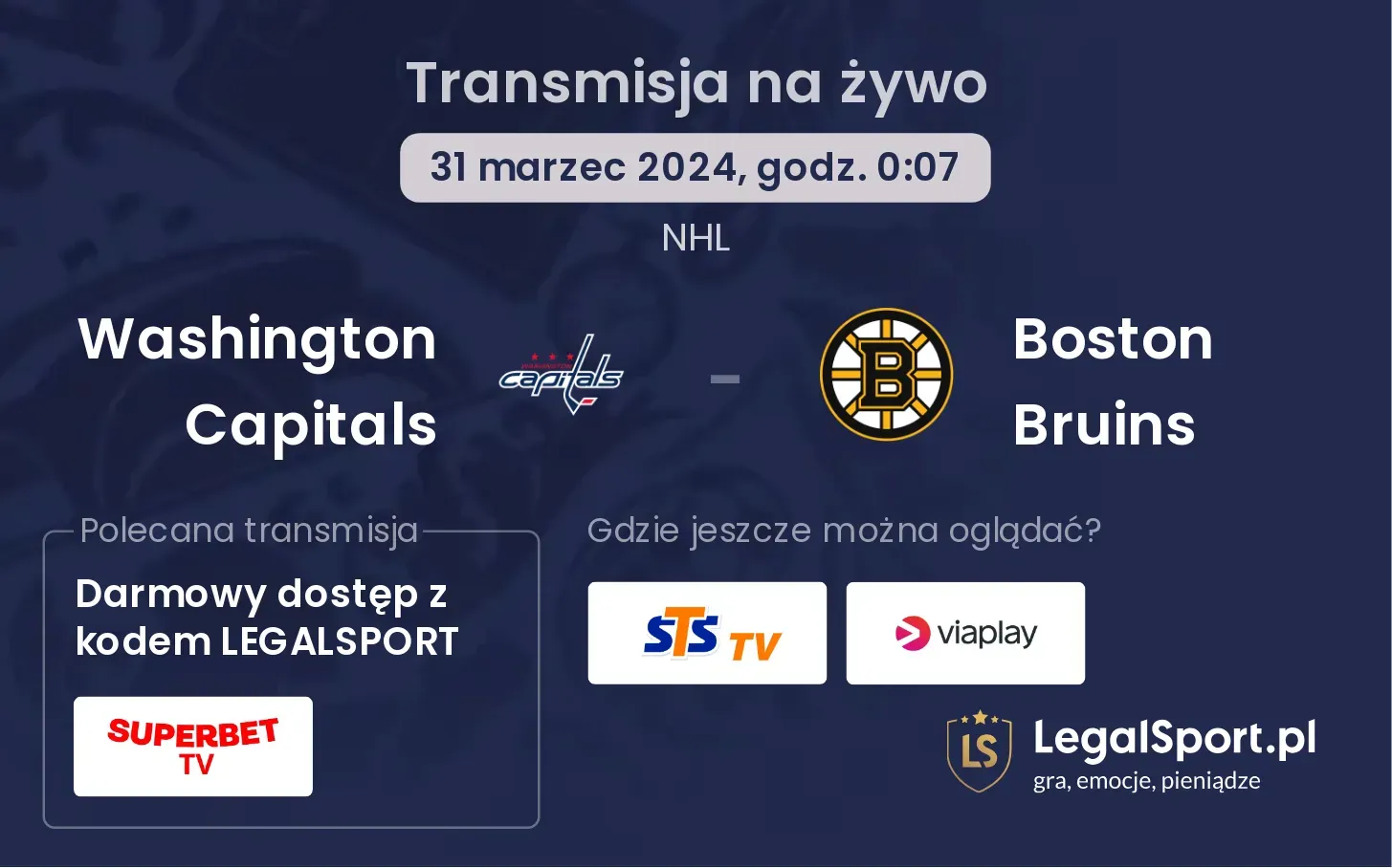 Washington Capitals - Boston Bruins transmisja na żywo