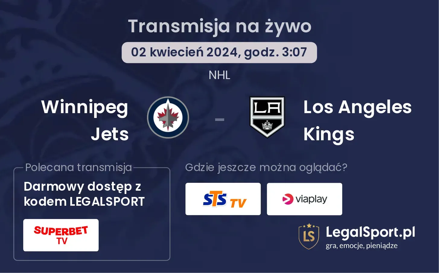 Winnipeg Jets - Los Angeles Kings transmisja na żywo