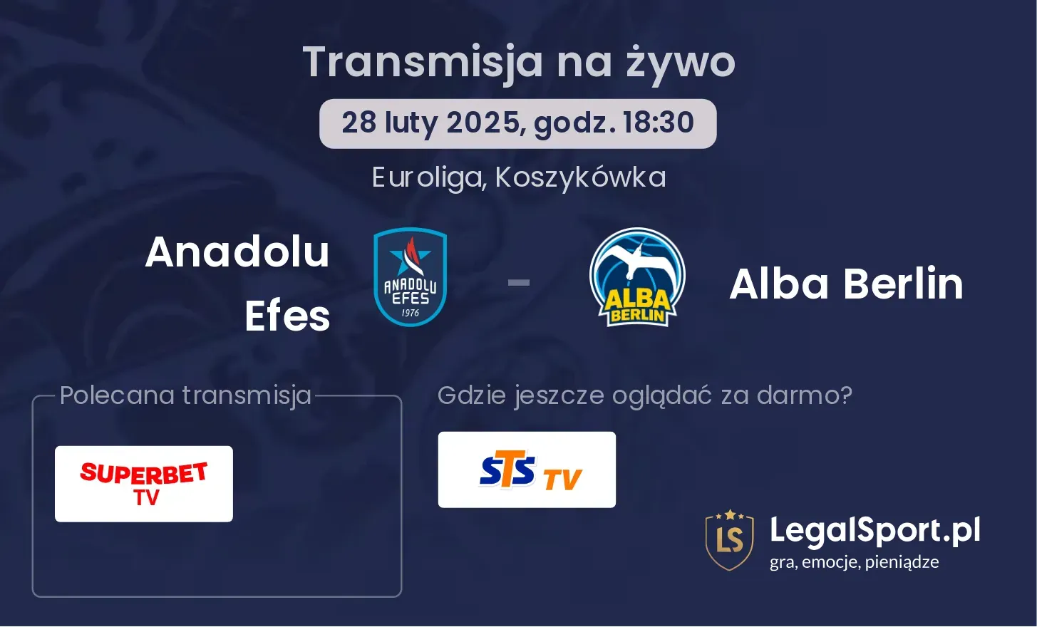 Anadolu Efes - Alba Berlin gdzie oglądać?