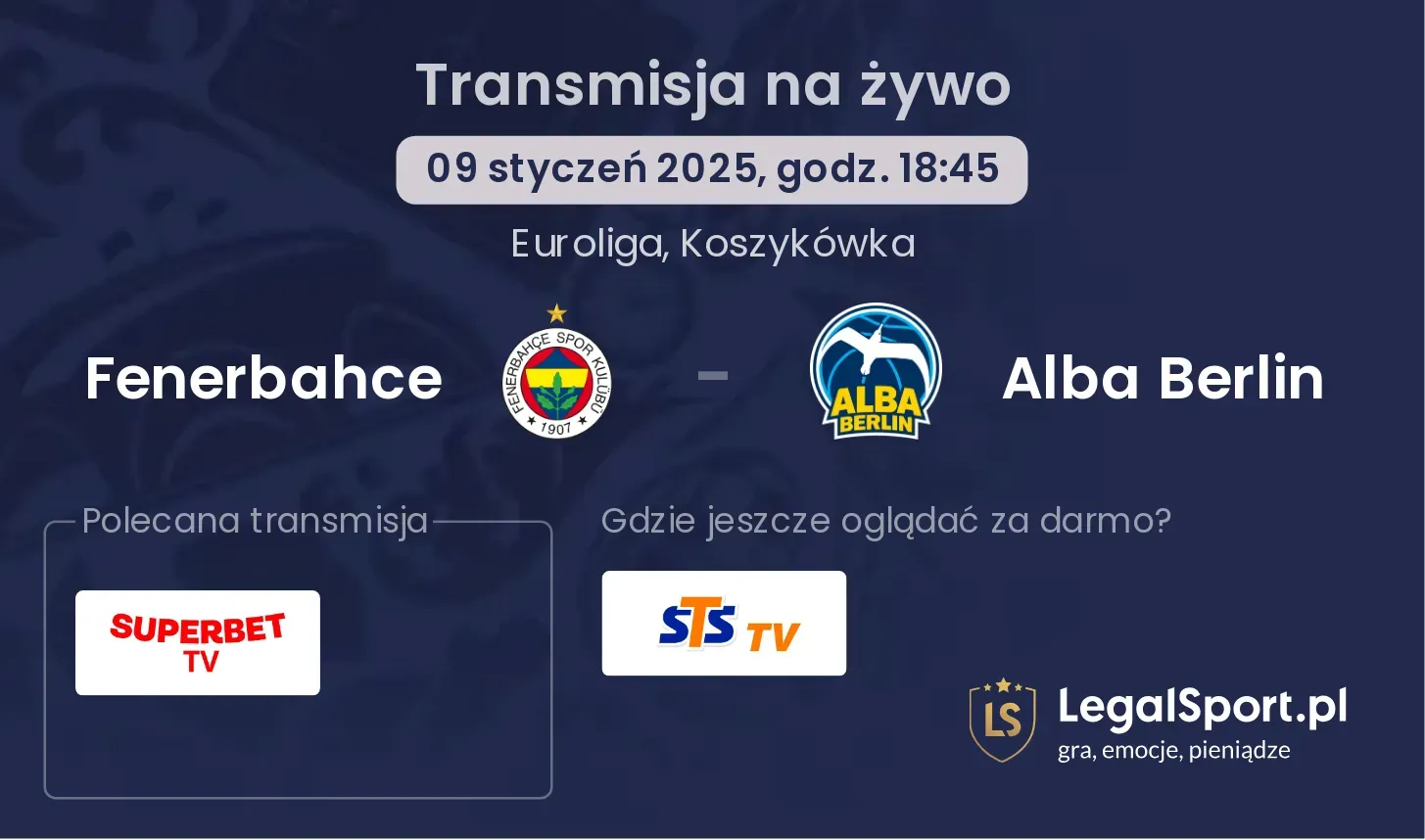 Fenerbahce - Alba Berlin gdzie oglądać?