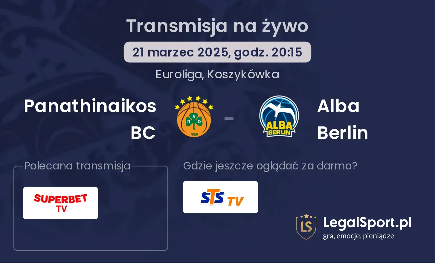 Panathinaikos BC - Alba Berlin gdzie oglądać?