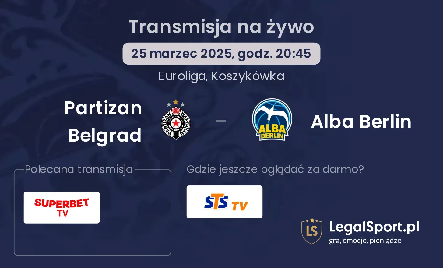 Alba Berlin - Partizan Belgrad transmisja na żywo