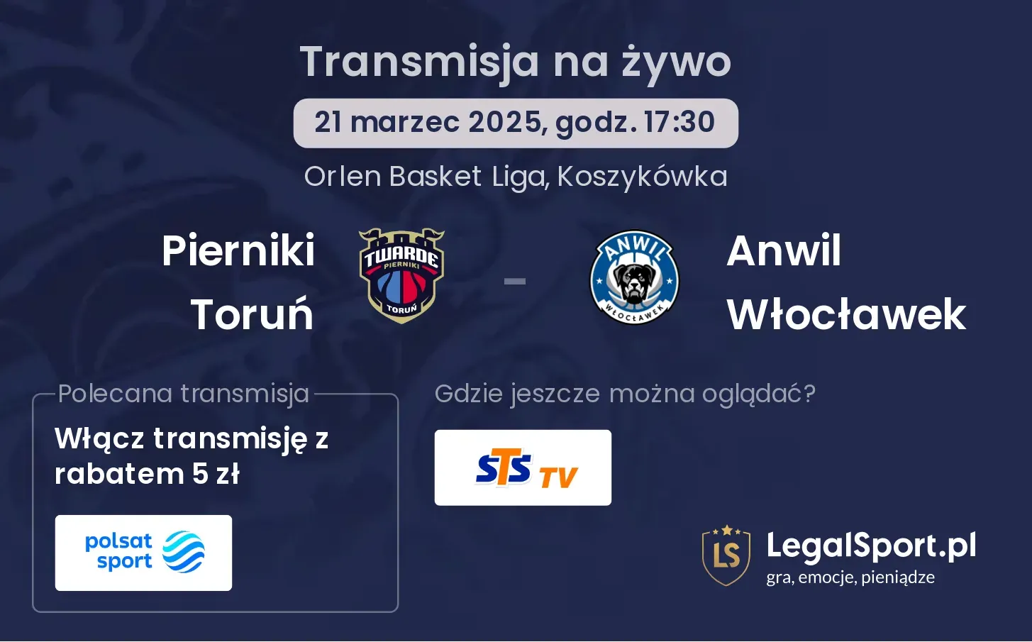 Pierniki Toruń - Anwil Włocławek gdzie oglądać?