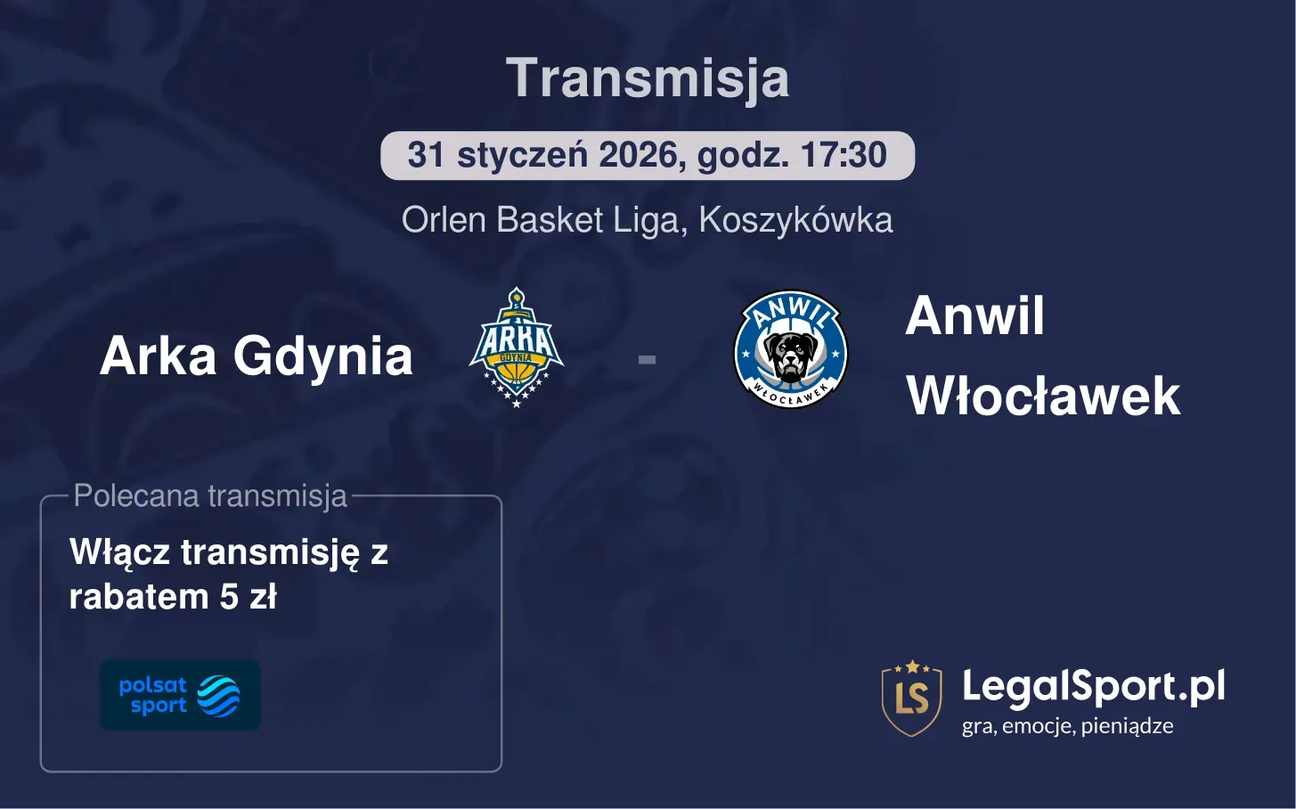 Arka Gdynia - Anwil Włocławek Transmisje