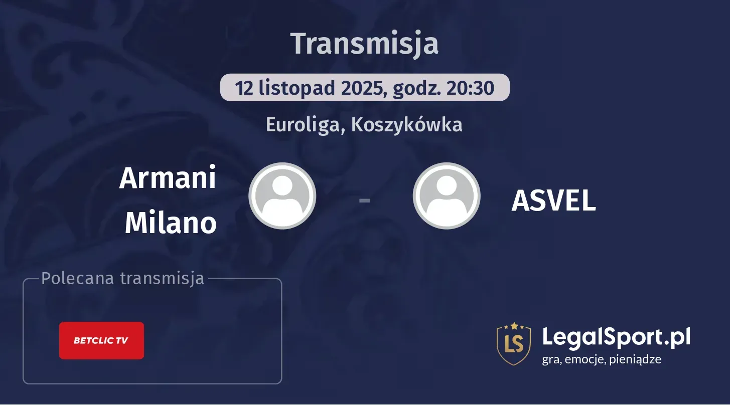 Armani Milano - ASVEL Transmisje