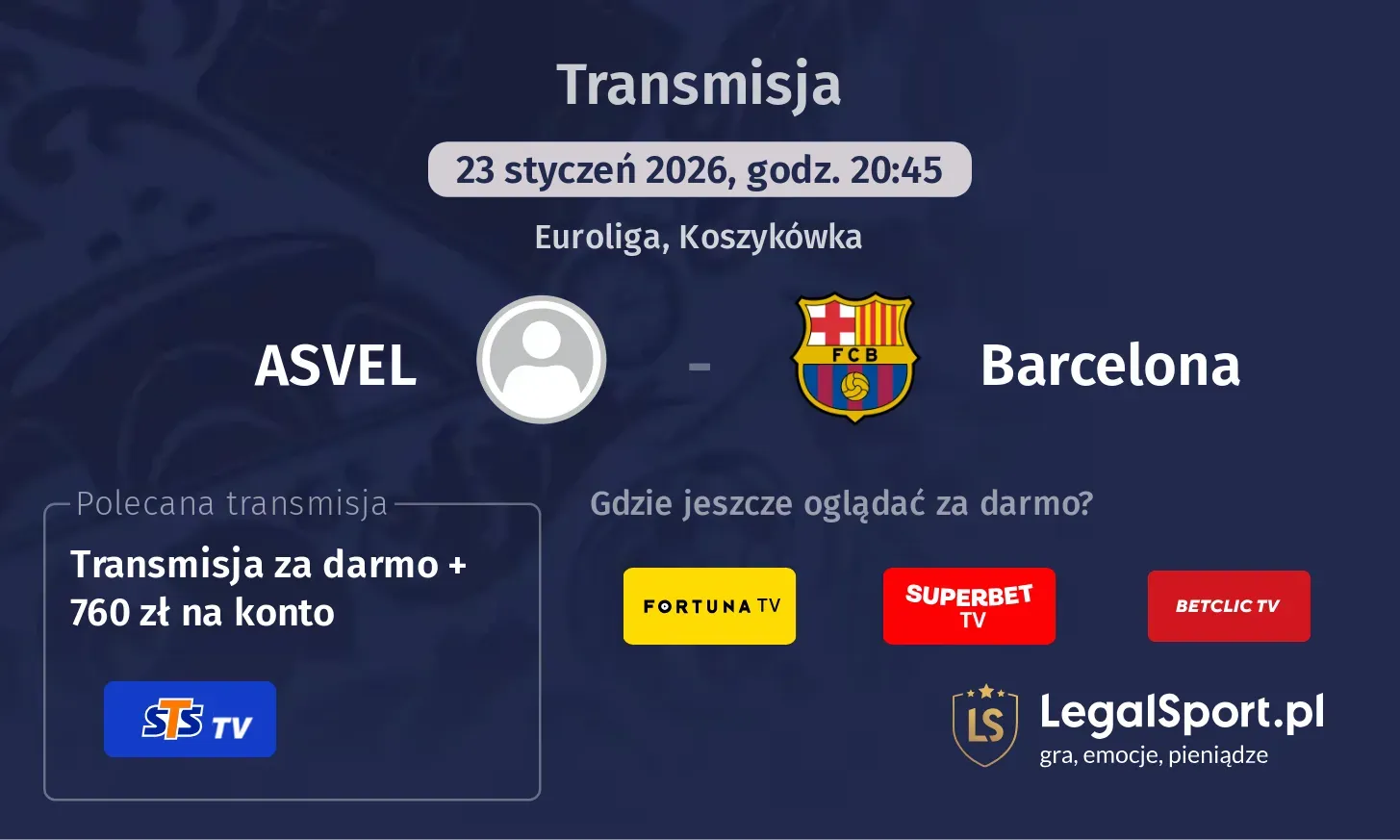 ASVEL - Barcelona Transmisje