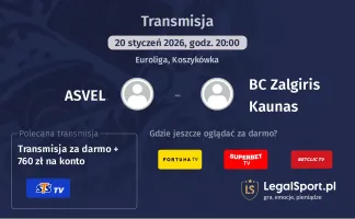 ASVEL - BC Zalgiris Kaunas gdzie oglądać? (20.01)