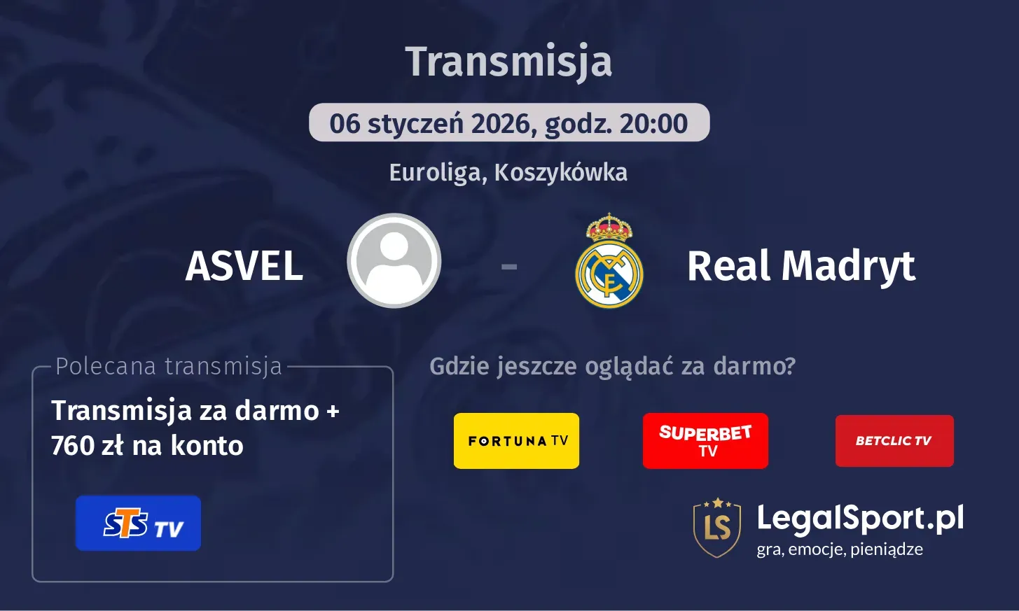 ASVEL - Real Madryt Transmisje