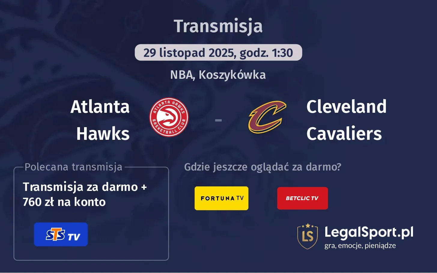 Atlanta Hawks - Cleveland Cavaliers Transmisje