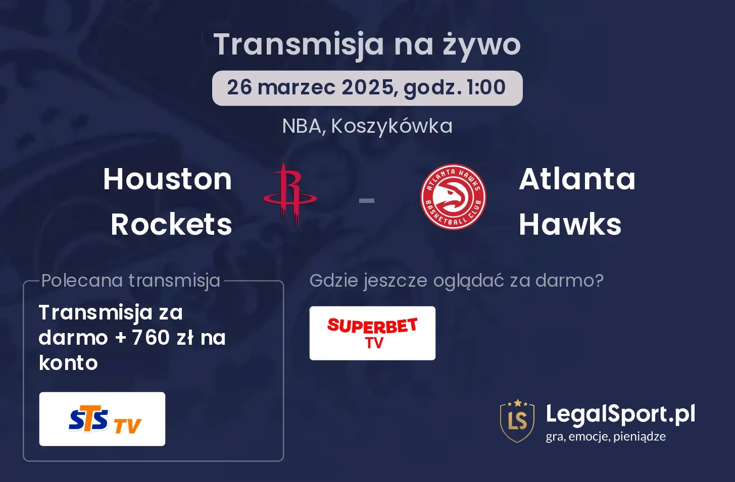 Houston Rockets - Atlanta Hawks gdzie oglądać?