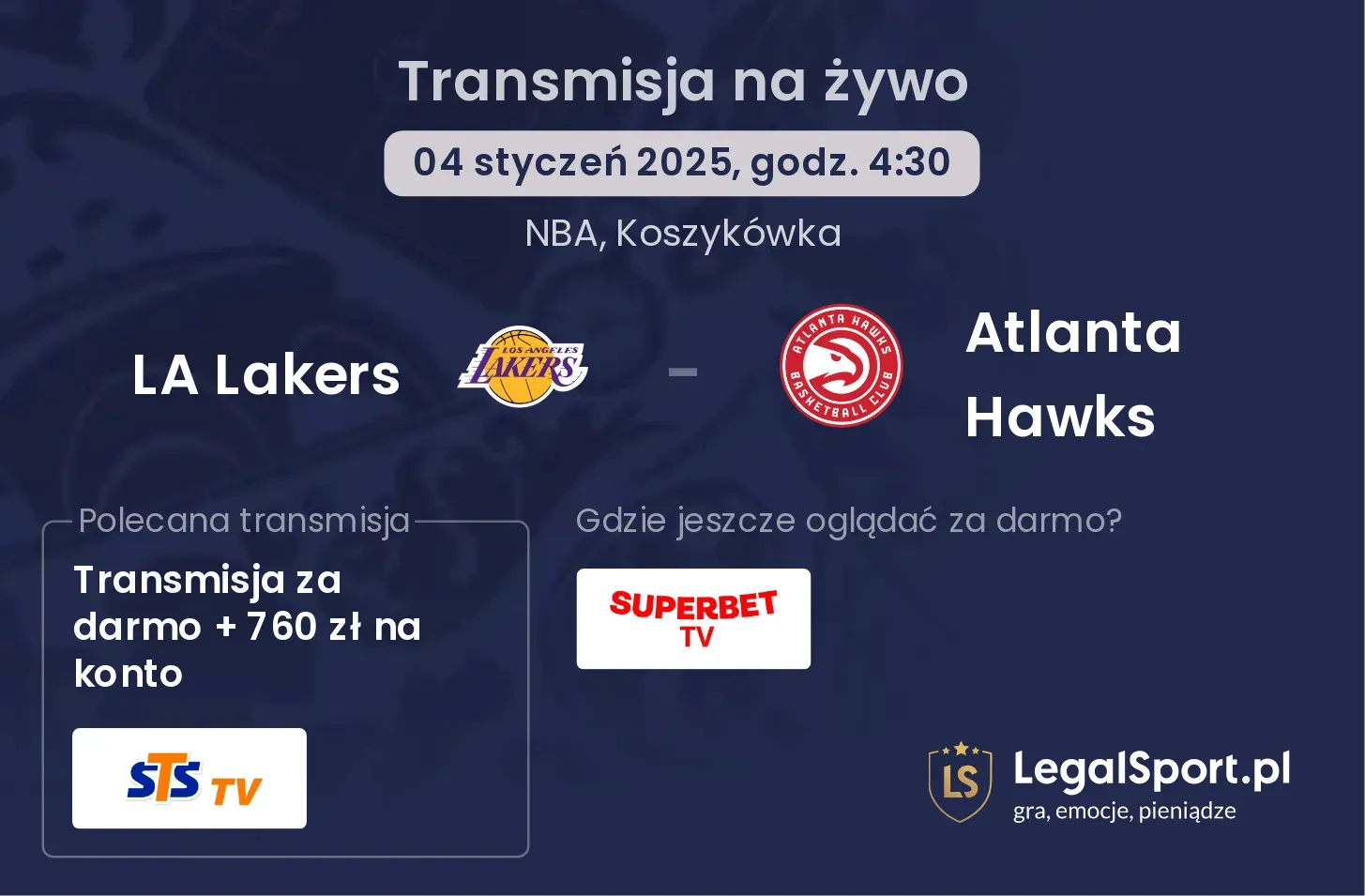 LA Lakers - Atlanta Hawks gdzie oglądać?