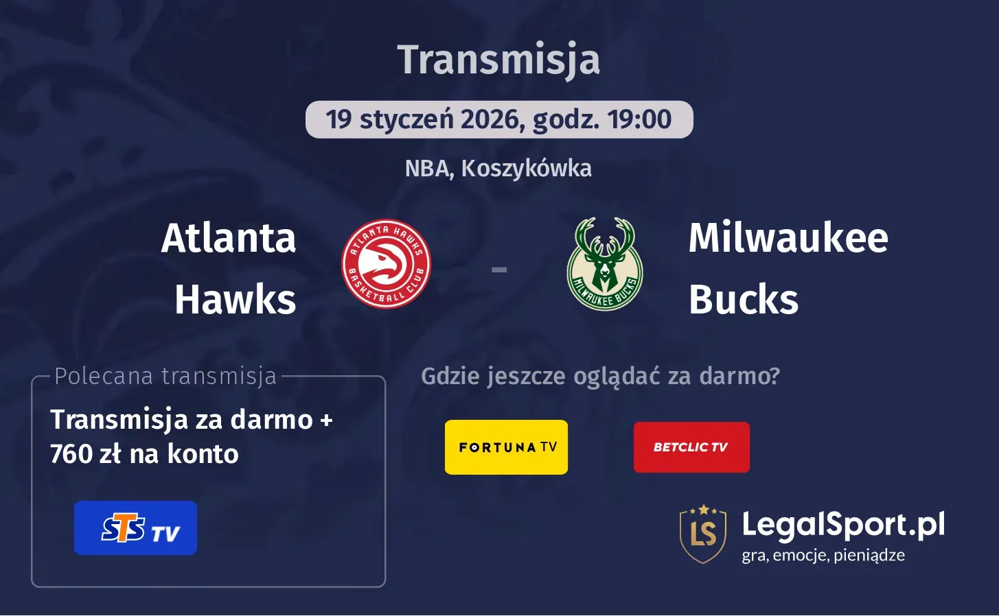 Atlanta Hawks - Milwaukee Bucks Transmisje