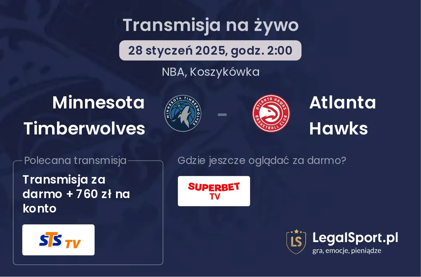 Minnesota Timberwolves - Atlanta Hawks gdzie oglądać transmisję?