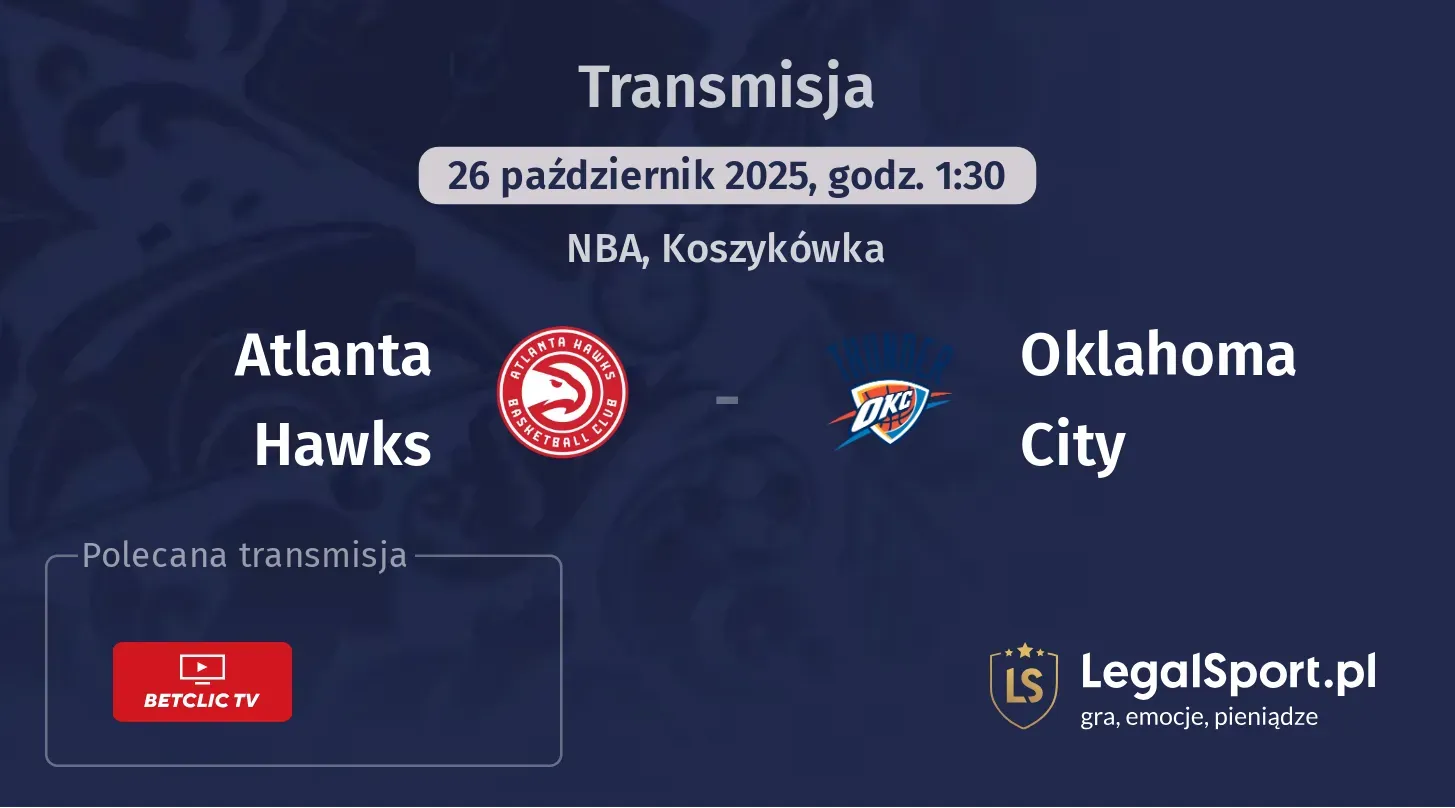 Atlanta Hawks - Oklahoma City gdzie oglądać?