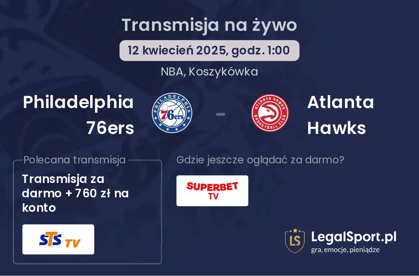 Philadelphia 76ers - Atlanta Hawks gdzie oglądać transmisję?