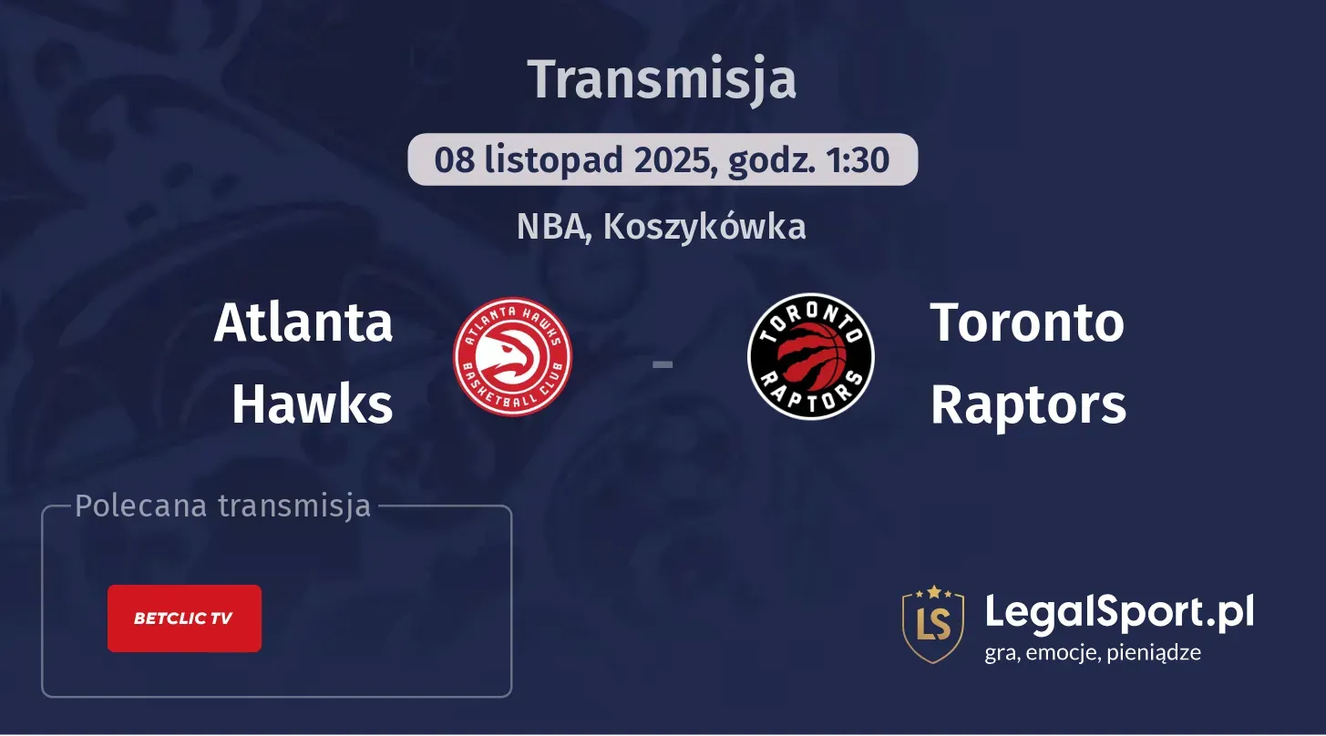 Atlanta Hawks - Toronto Raptors Transmisje