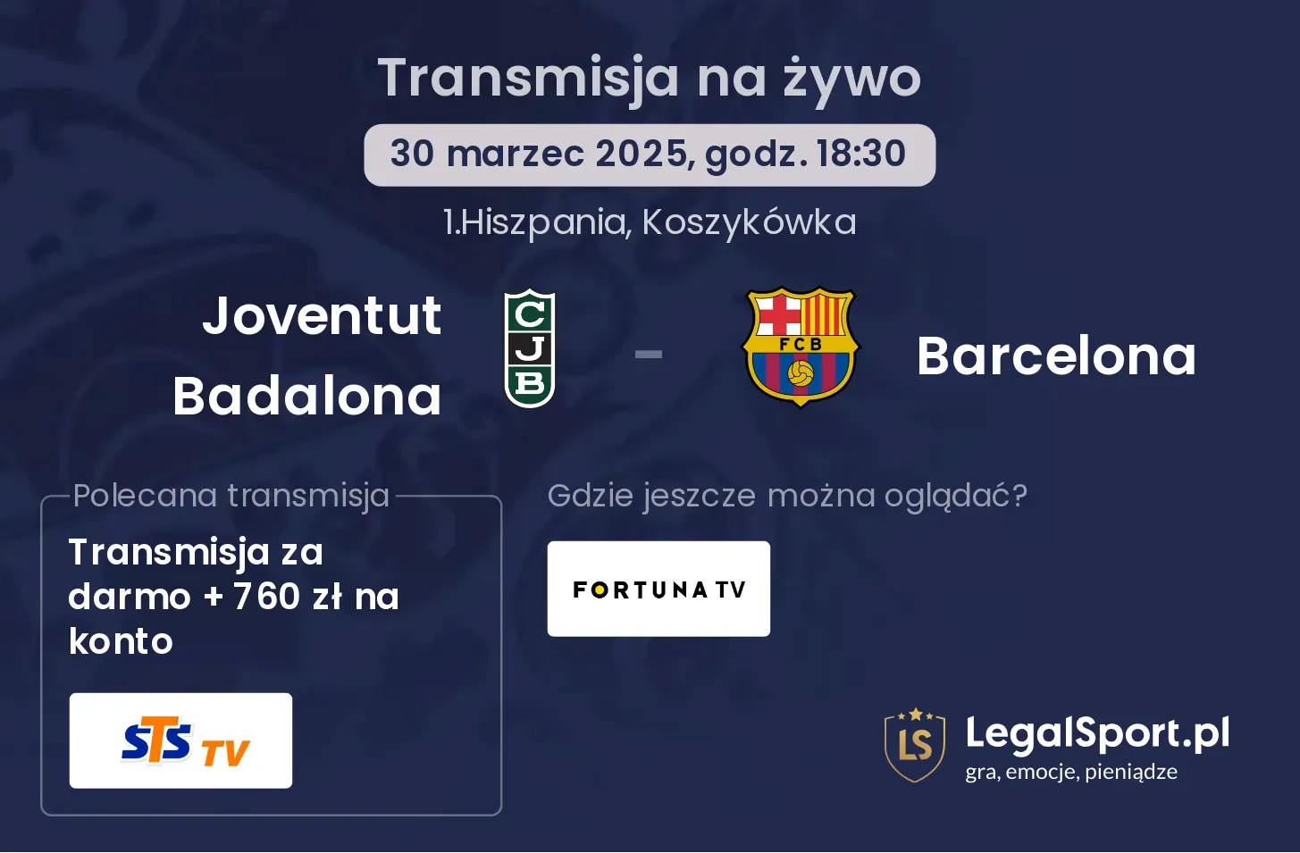 Barcelona - Joventut Badalona transmisja na żywo