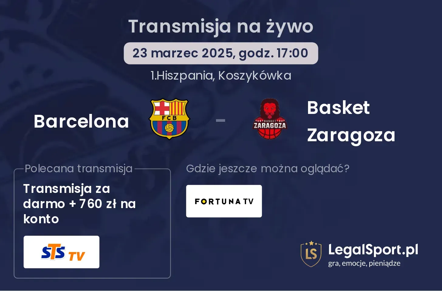 Barcelona - Basket Zaragoza gdzie oglądać?