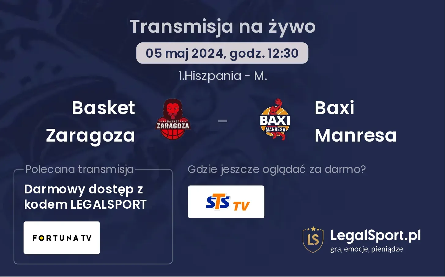 Basket Zaragoza - Baxi Manresa transmisja na żywo