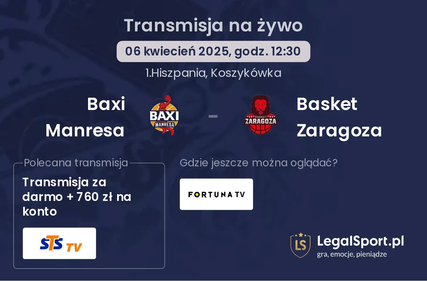 Basket Zaragoza - Baxi Manresa transmisja na żywo