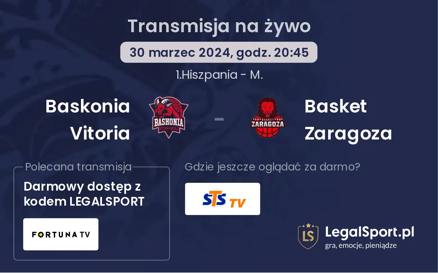 Baskonia Vitoria - Basket Zaragoza transmisja na żywo