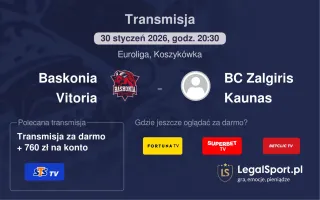 Baskonia Vitoria - BC Zalgiris Kaunas gdzie oglądać? (30.01)