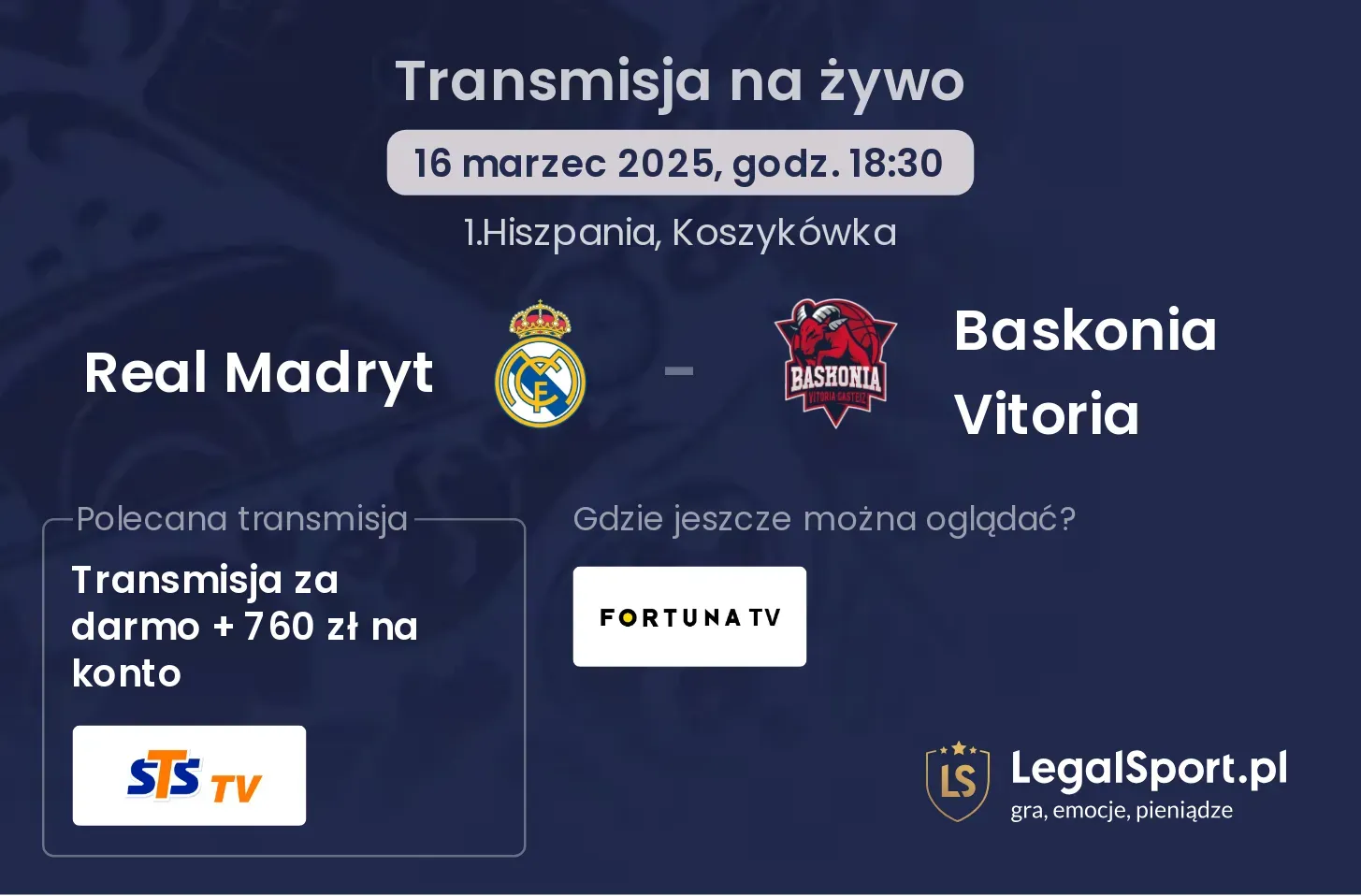 Real Madryt - Baskonia Vitoria gdzie oglądać?