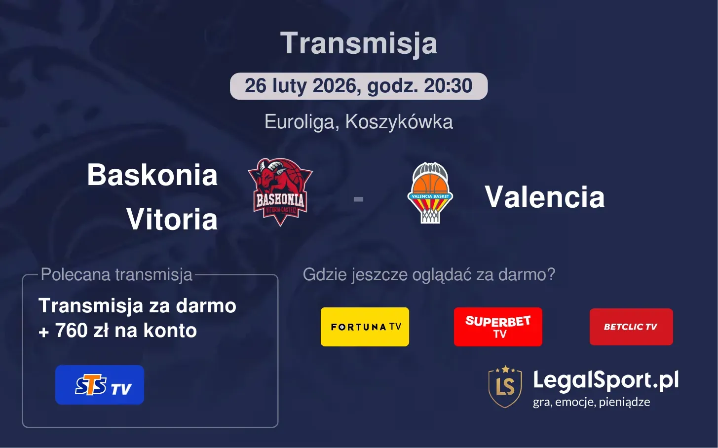 Baskonia Vitoria - Valencia Transmisje