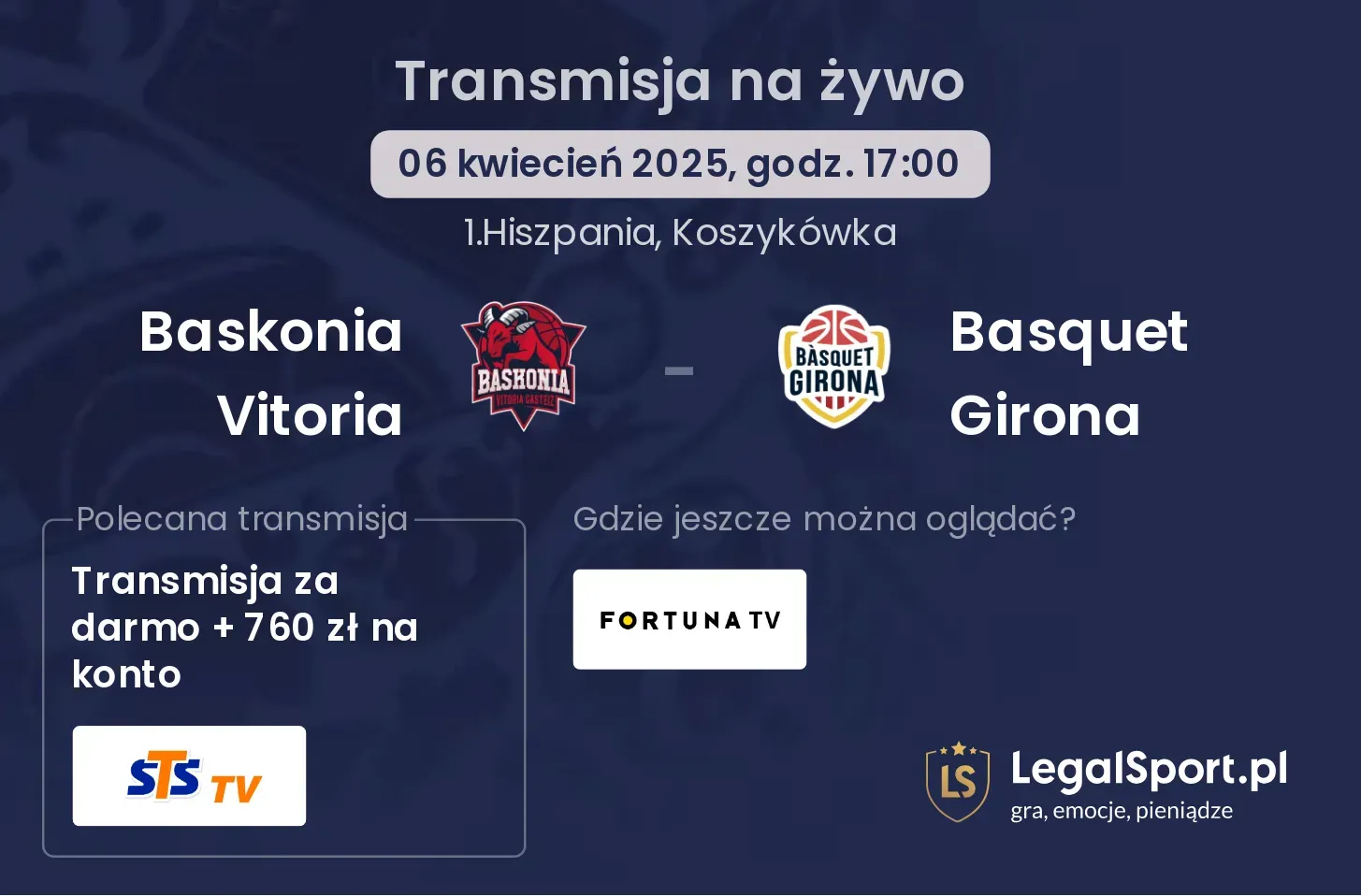 Basquet Girona - Baskonia Vitoria transmisja na żywo