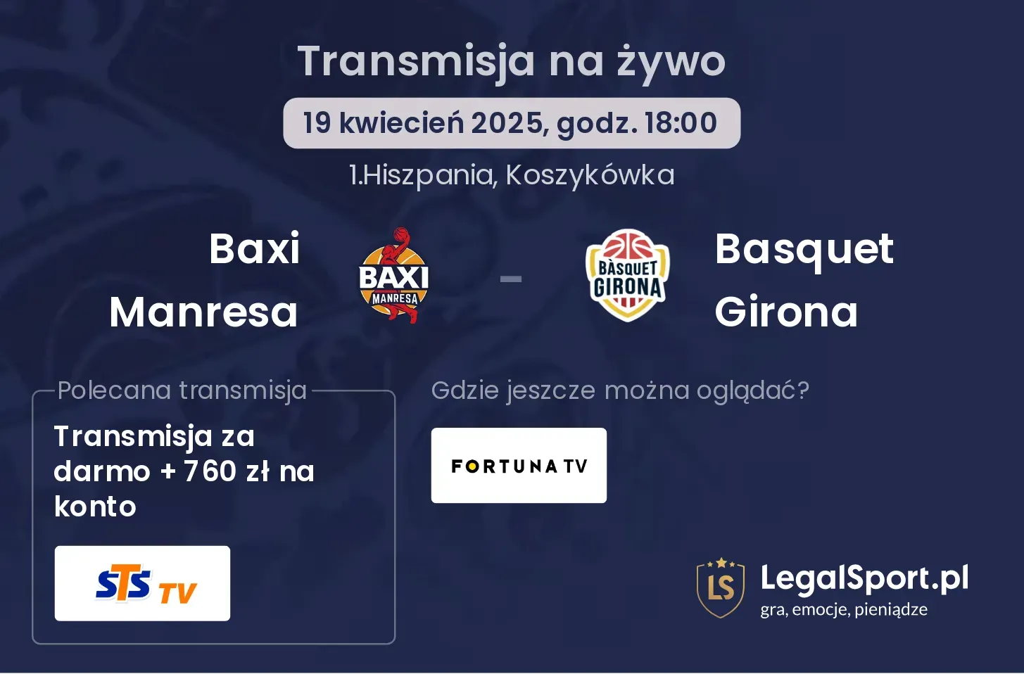 Baxi Manresa - Basquet Girona gdzie oglądać transmisję?