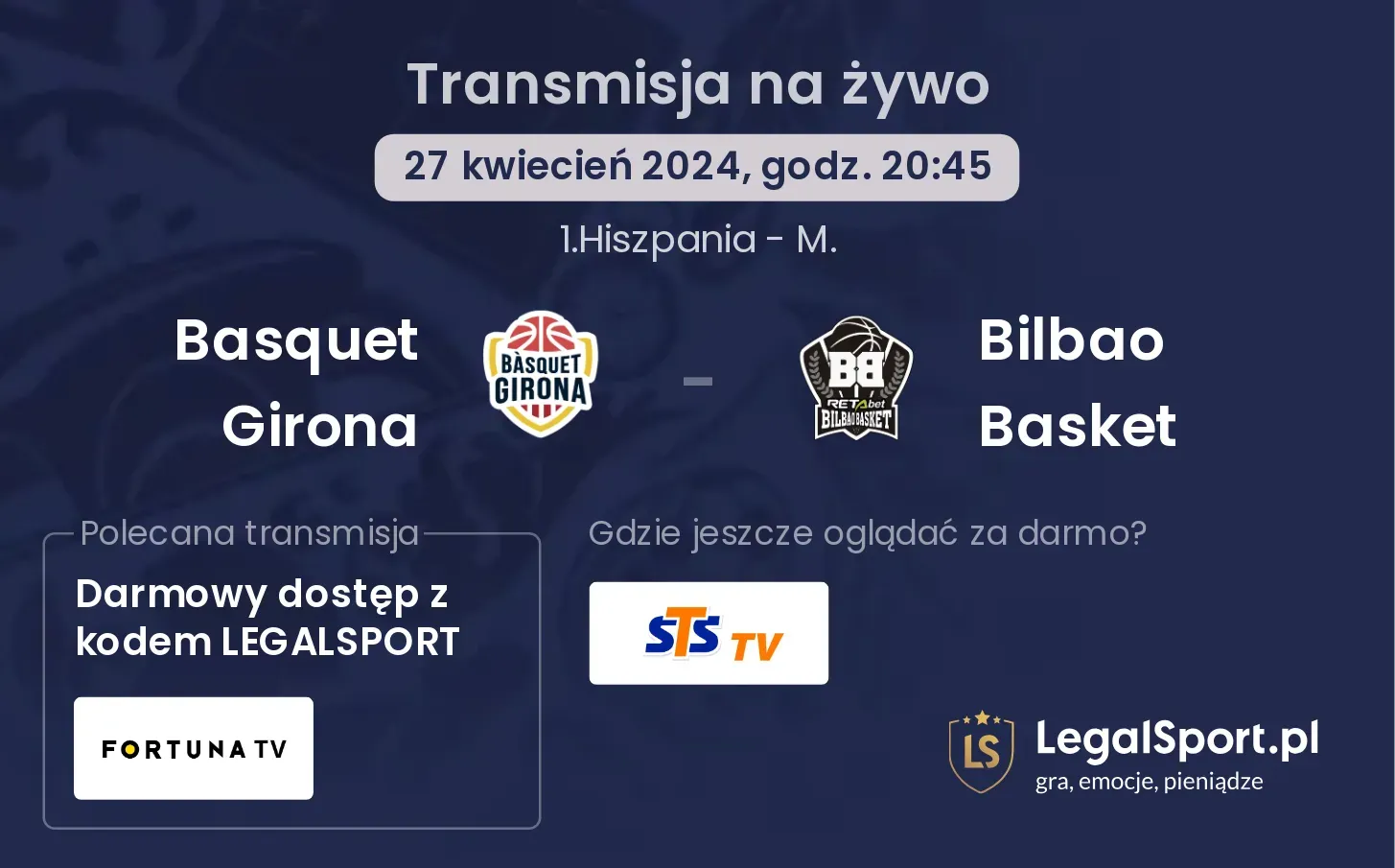 Basquet Girona - Bilbao Basket transmisja na żywo