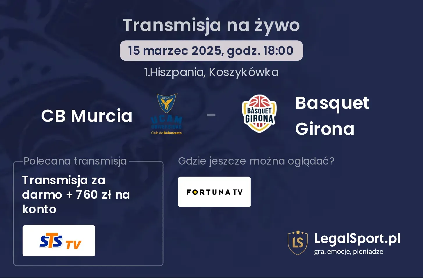 CB Murcia - Basquet Girona gdzie oglądać?