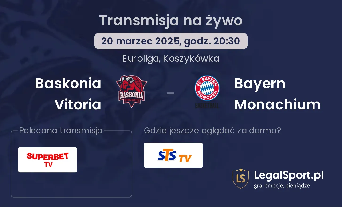 Baskonia Vitoria - Bayern Monachium gdzie oglądać?