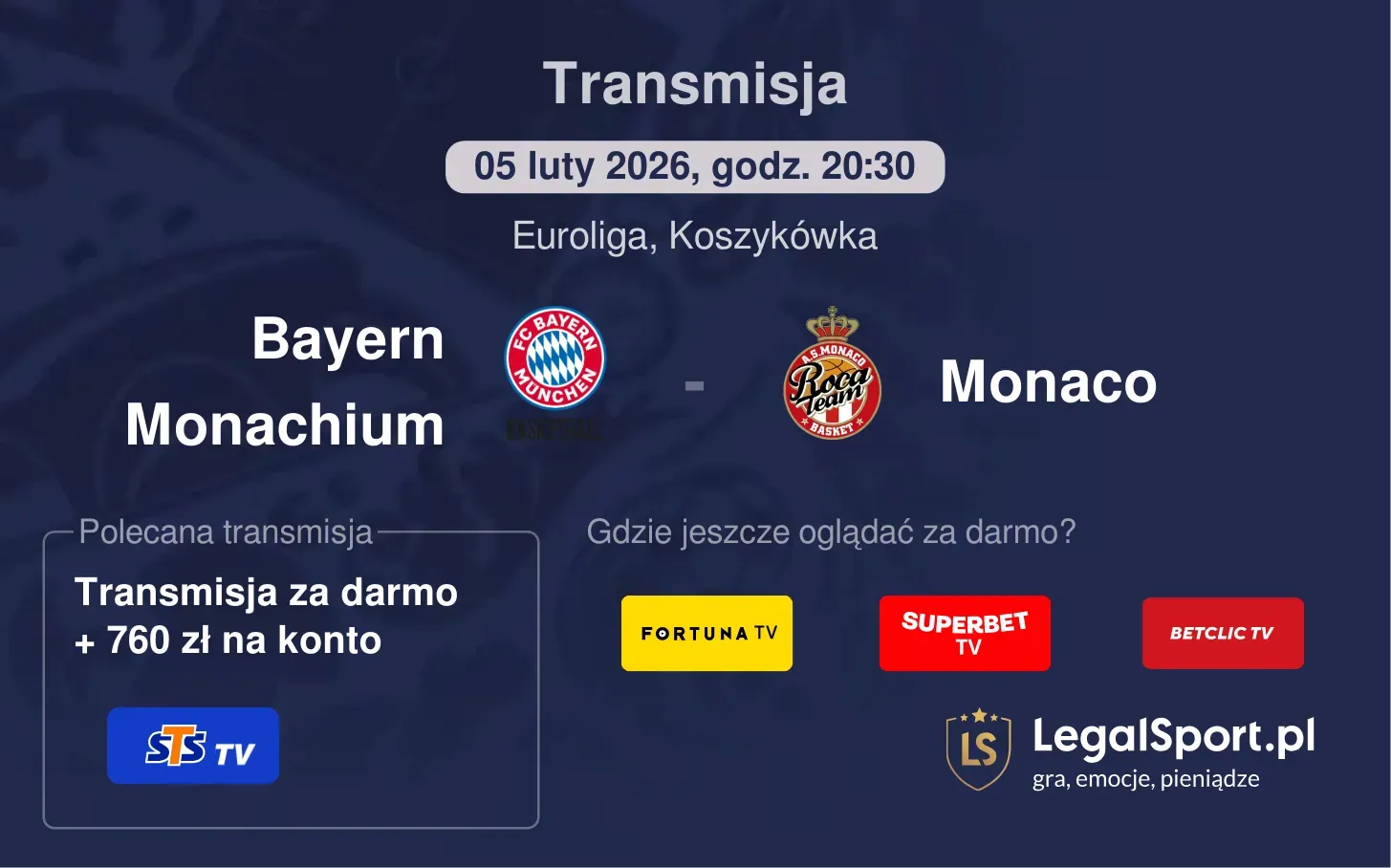 Bayern Monachium - Monaco Transmisje
