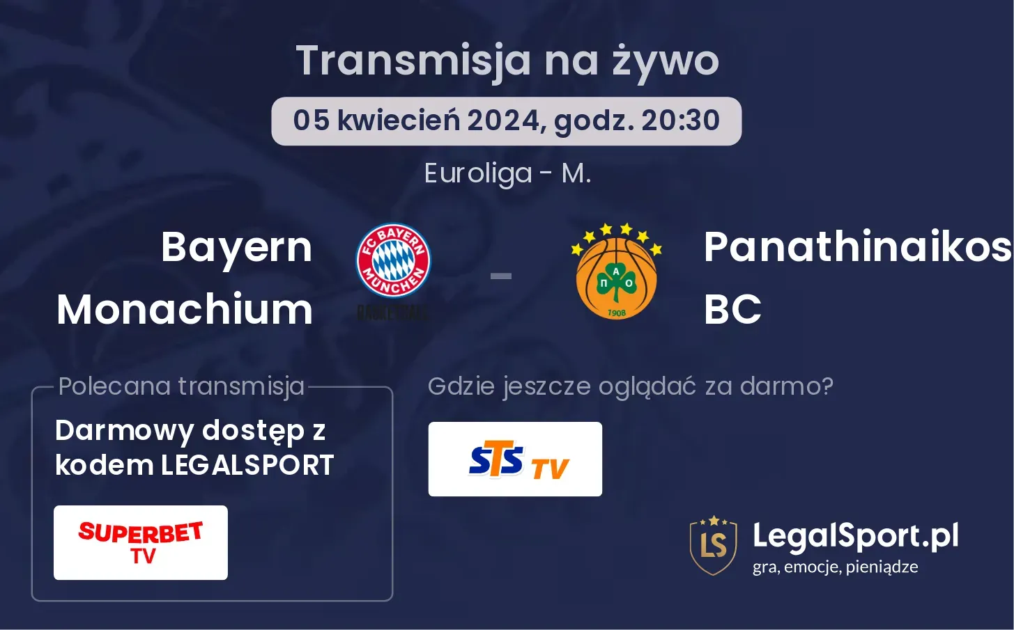 Bayern Monachium - Panathinaikos BC transmisja na żywo