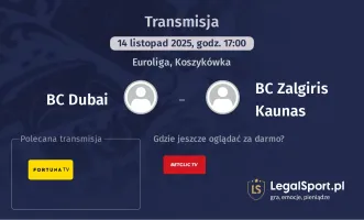 BC Dubai - BC Zalgiris Kaunas gdzie oglądać? (14.11)